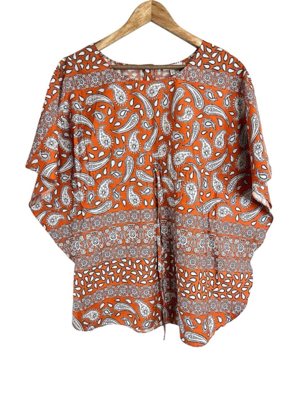 Tyler Boe Boho Paisley Bohemian Wearable Art Tunic Drawstring Kaftan SZ 4